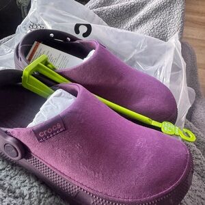 CROCS  Purple Suede Slip On’s
